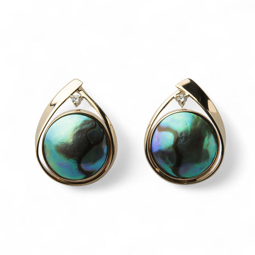 Abalone Pearl Earrings 10mmUP K18YG