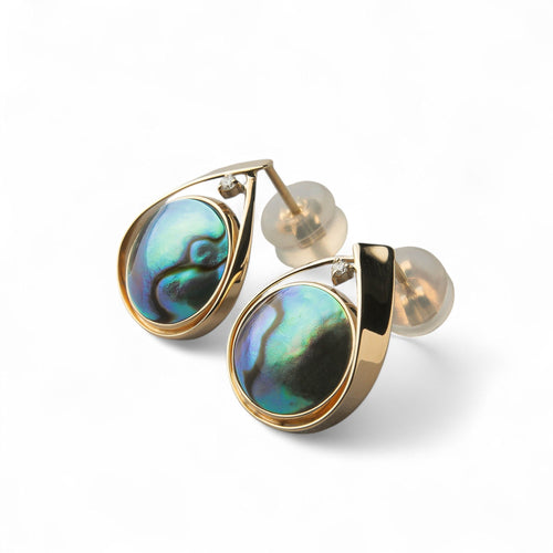 Abalone Pearl Earrings 10mmUP K18YG