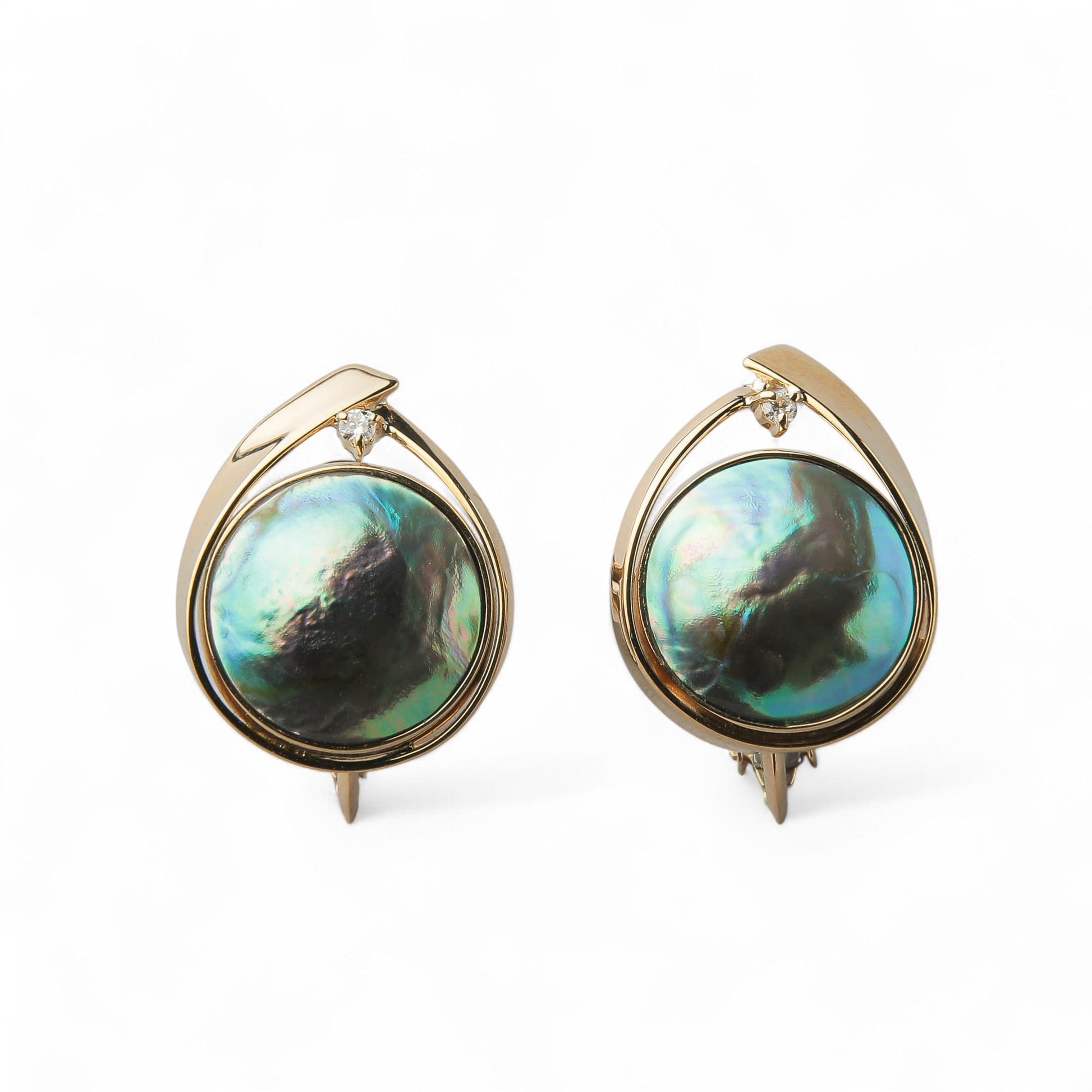 Abalone Pearl Clip-on Earrings 10mmUP K18YG