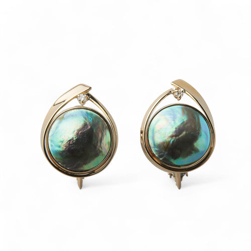 Abalone Pearl Clip-on Earrings 10mmUP K18YG