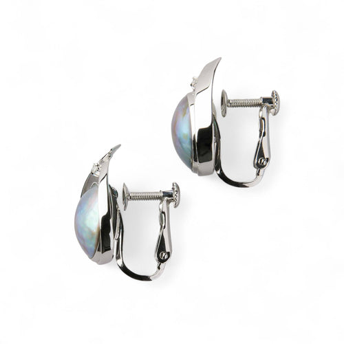 Abalone Pearl Clip-on Earrings 10mmUP K18YG RhP